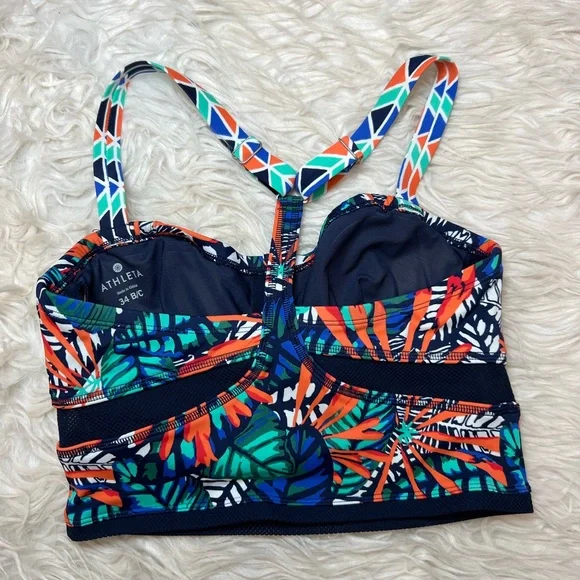 Athleta Hanalei Bralette Bikini Top Navy Blue And Coral‎ Size 32 B/C - Picture 3 of 5